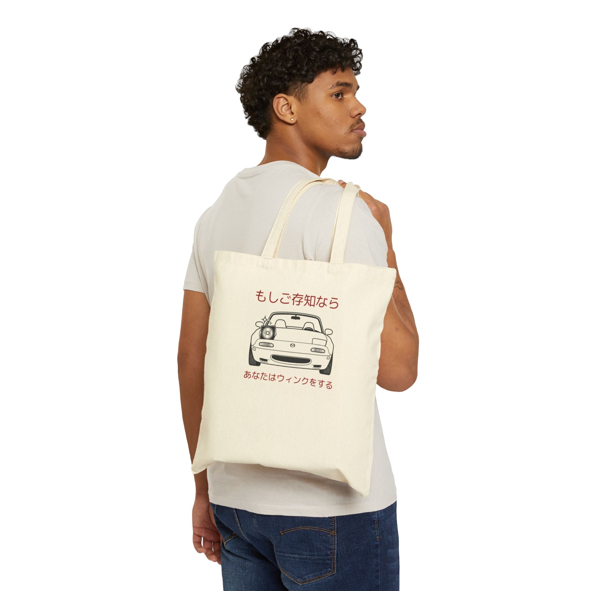 Winking Canvas Tote Bag